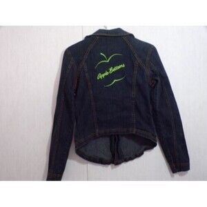 Apple Bottoms Womens Denim Jacket Juniors Size M Medium Y2K Embroidered Logo